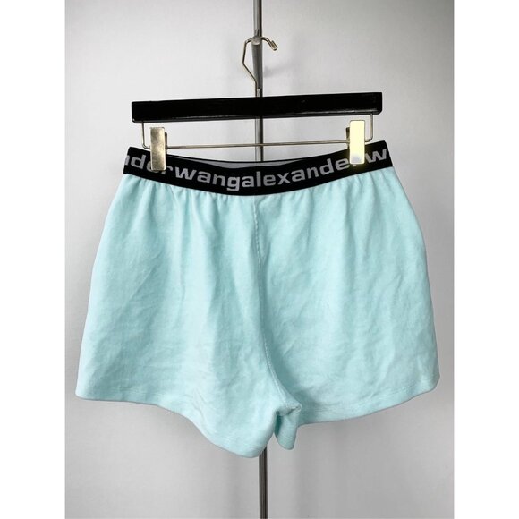 Alexander Wang T Womens Mint Green Corduroy Shorts With Logo Elastic Waistband C - Picture 2 of 6